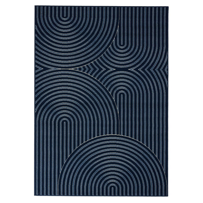 Tapeso Japandi vloerkleed - Ease Akira donkerblauw - 160x230 cm