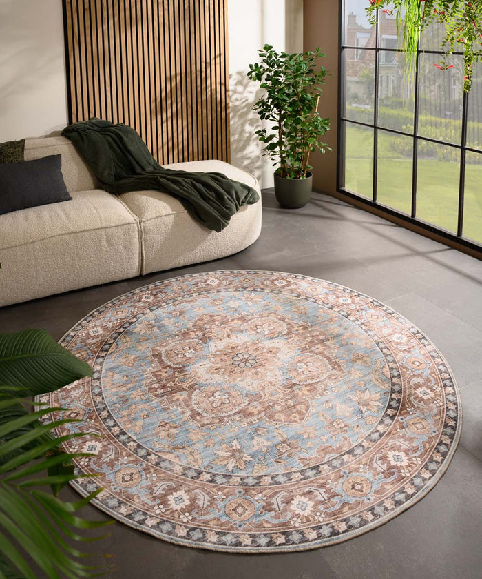 Heritaged Rond Vintage buitenkleed - Valenca Fino lichtblauw - 200 cm