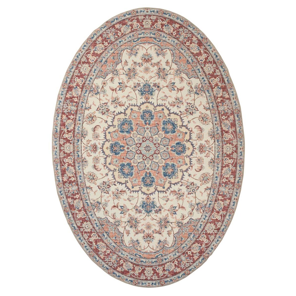 Heritaged Buitenkleed ovaal Vintage - Valenca Nova crème|rood - 80x150