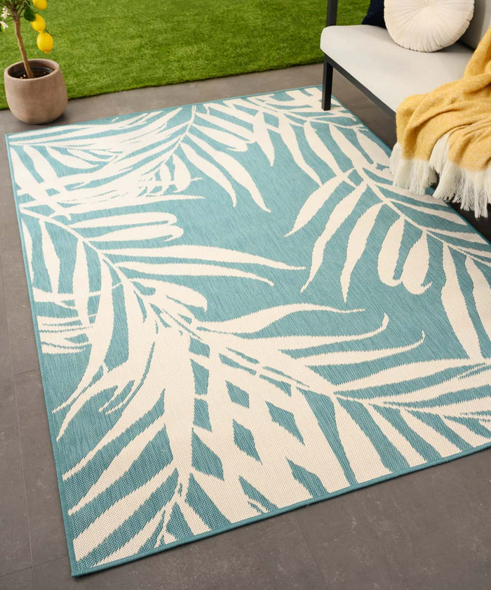 Tapeso Buitenkleed Palm - Flip Coco turquoise - 160x220 cm