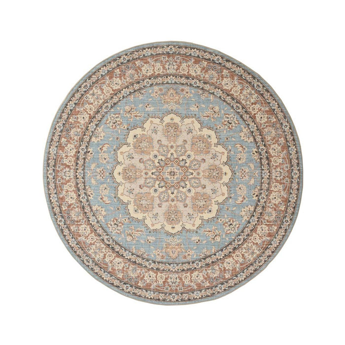 Heritaged Rond Vintage buitenkleed - Valenca Nova lichtblauw|beige -