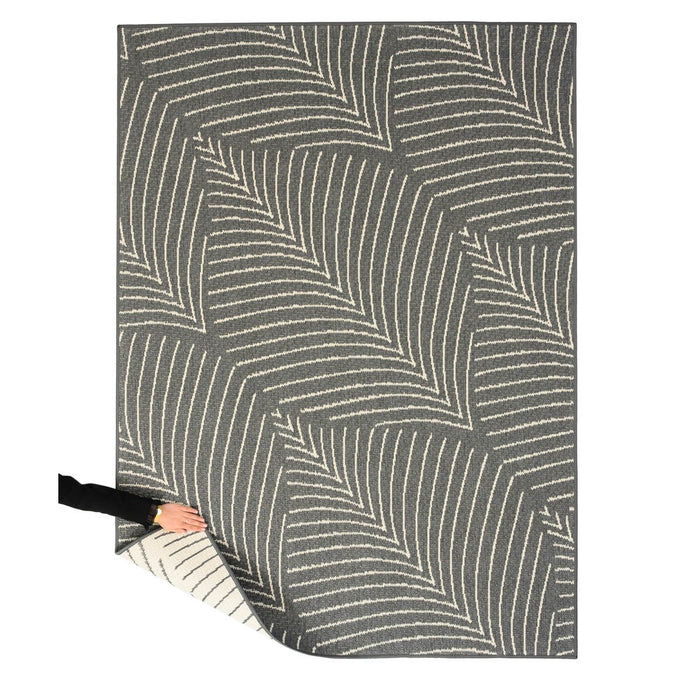 Tapeso Buitenkleed bladeren - Flip Leaf grijs - 200x280 cm
