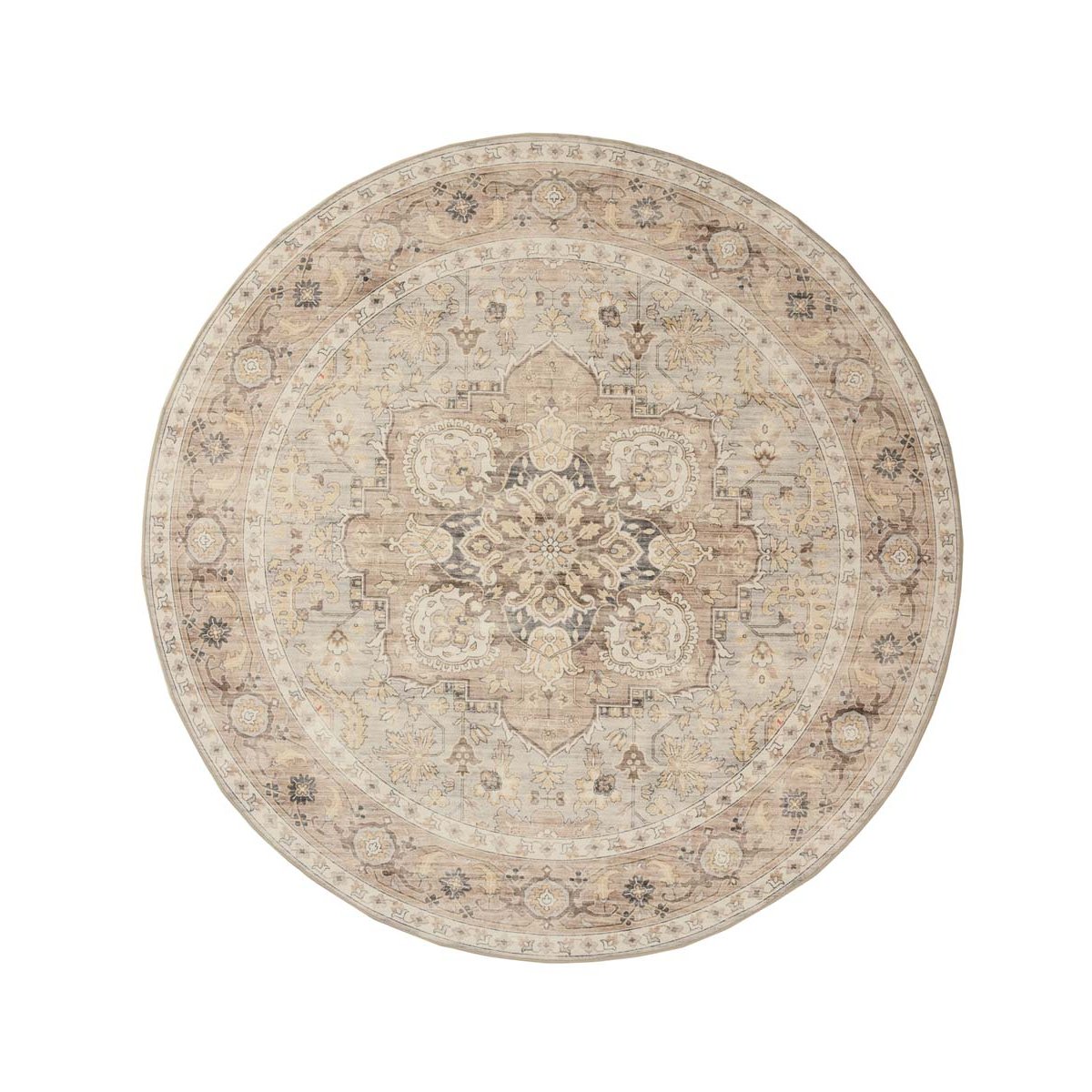 Heritaged Rond Vintage buitenkleed - Valenca Fino lichtgrijs|beige -