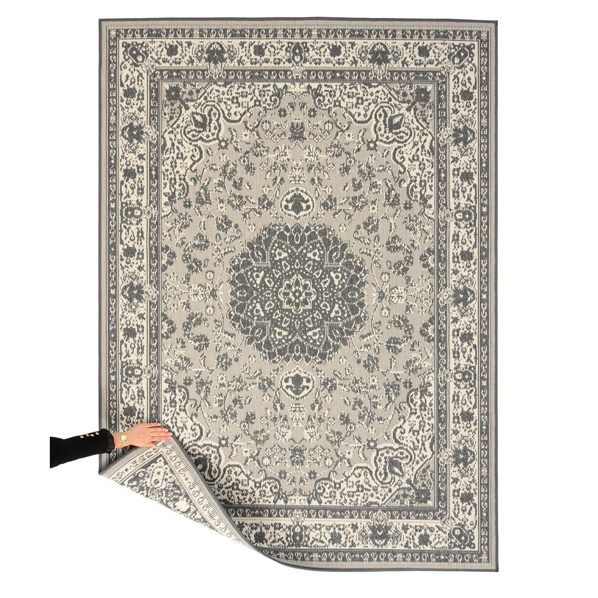 Tapeso Vintage buitenkleed - Flip Agnes grijs - 160x220 cm