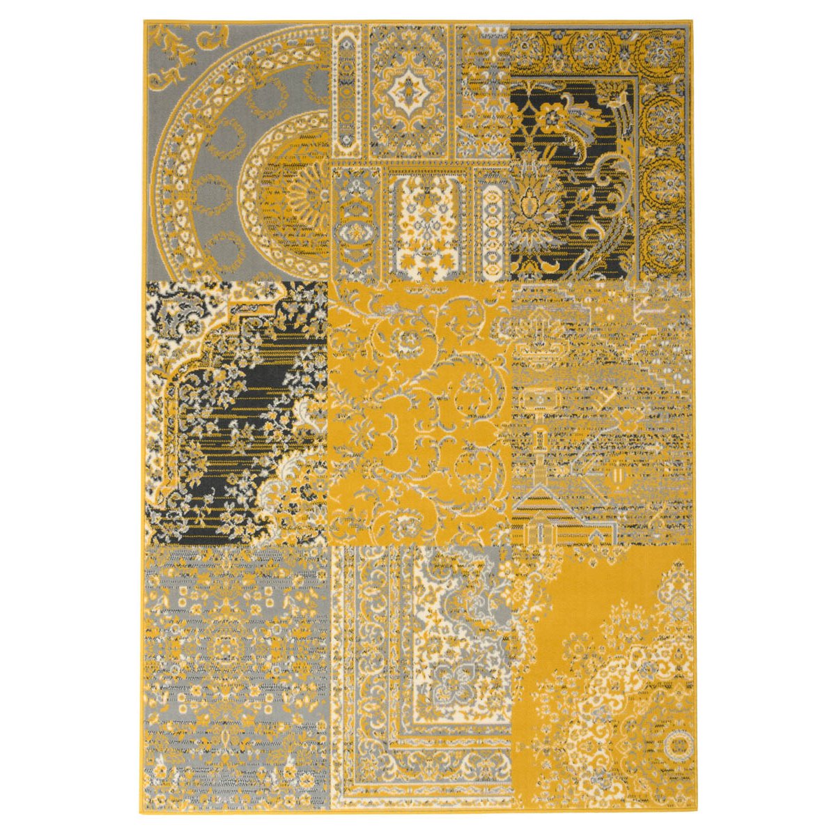 Tapeso Vloerkleed patchwork - Ease Agatha okergeel - 190x280 cm