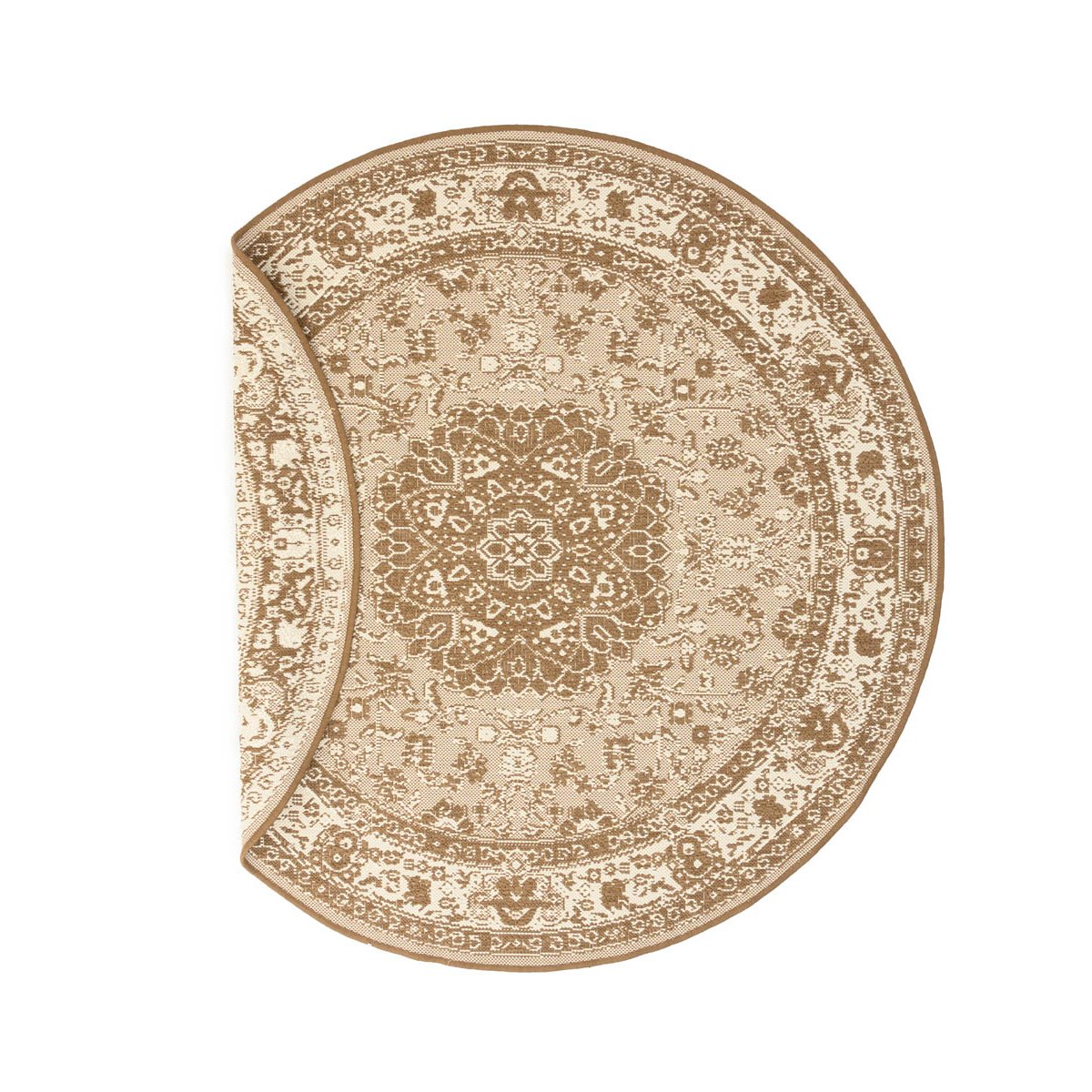 Tapeso Rond Vintage buitenkleed - Flip Agnes lichtbruin - 200 cm