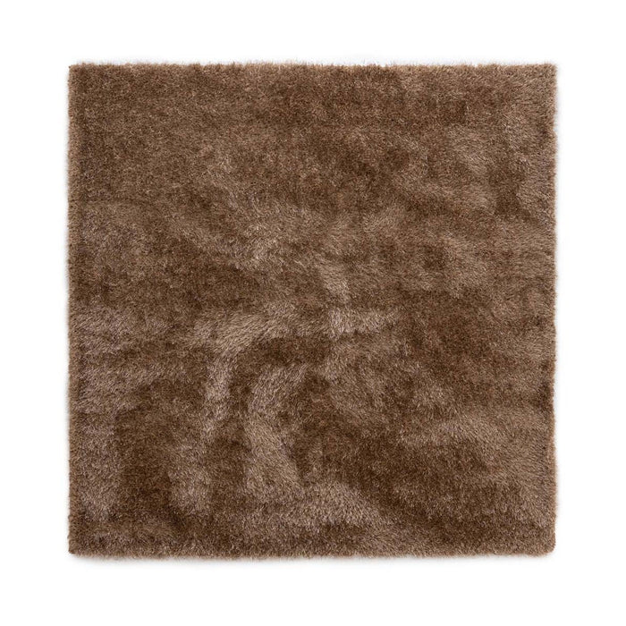 Tapeso Vierkant hoogpolig vloerkleed velvet - Posh bruin - 160x160 cm