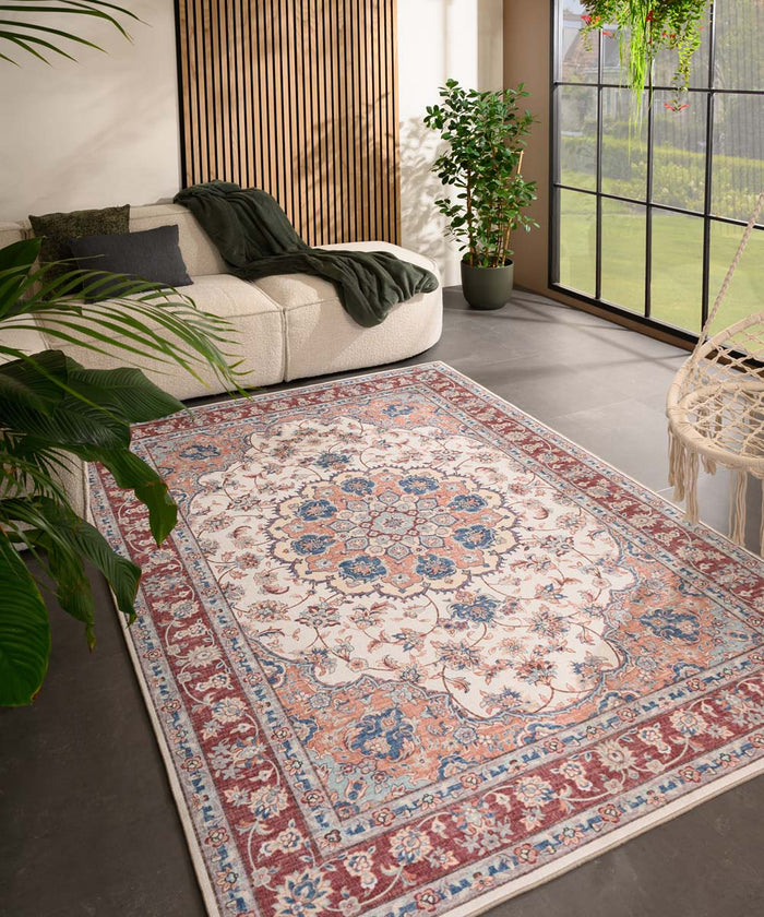 Heritaged Vintage buitenkleed - Valenca Nova crème|rood - 80x150 cm