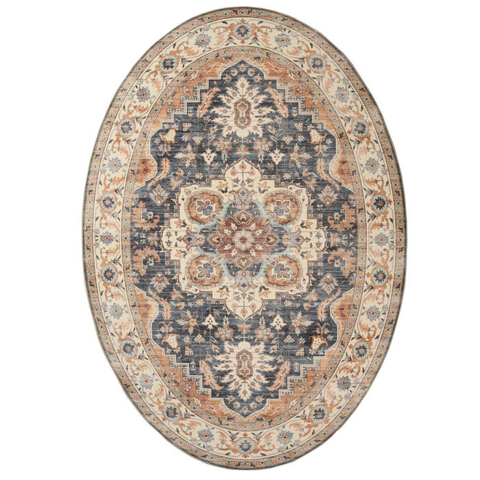 Heritaged Buitenkleed ovaal Vintage - Valenca Fino goud|blauw - 80x150