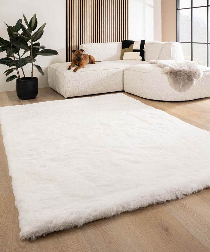 Tapeso Fluffy vloerkleed - Comfy Deluxe wit - 140x200 cm