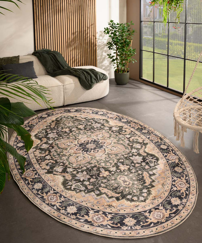 Heritaged Buitenkleed ovaal Vintage - Valenca Fino beige|groen -