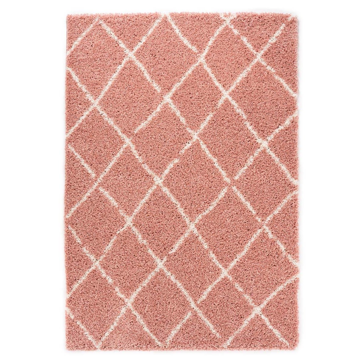 Boho&me Hoogpolig vloerkleed ruiten Habitat - roze|wit - 280x380 cm
