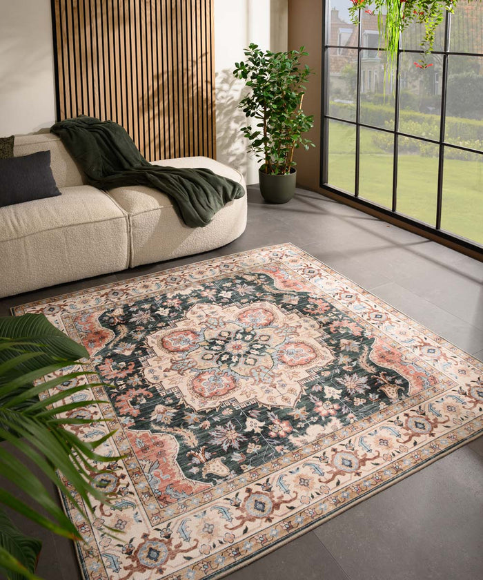 Heritaged Buitenkleed vierkant Vintage - Valenca Fino groen|rood -