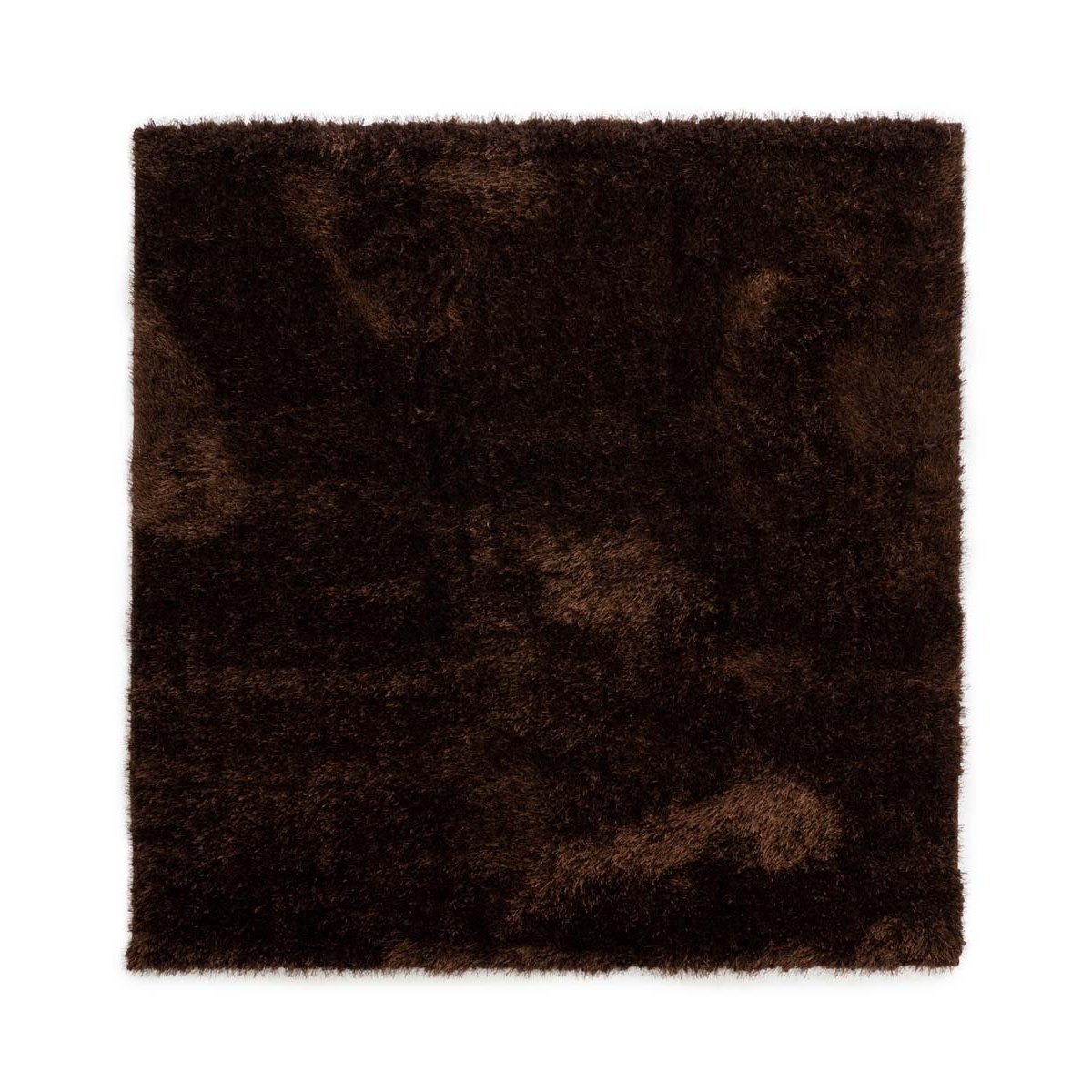 Tapeso Vierkant hoogpolig vloerkleed velvet - Posh donkerbruin -