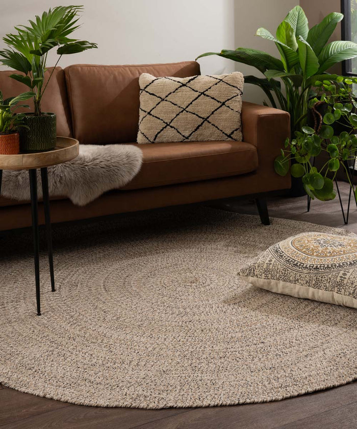 Boho&me Rond vloerkleed katoen - Joy beige|wit - 250 cm