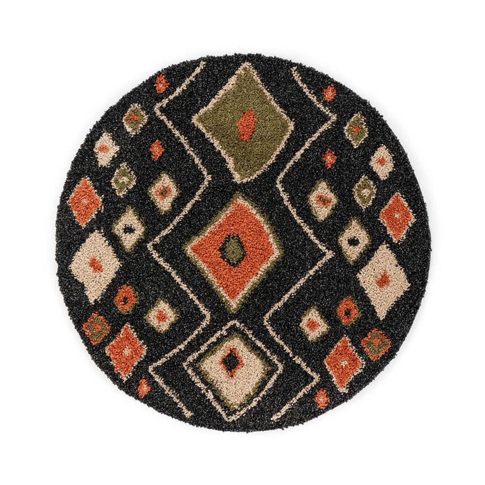 Boho&me Rond hoogpolig vloerkleed bohemian Artisan - antraciet|multi -