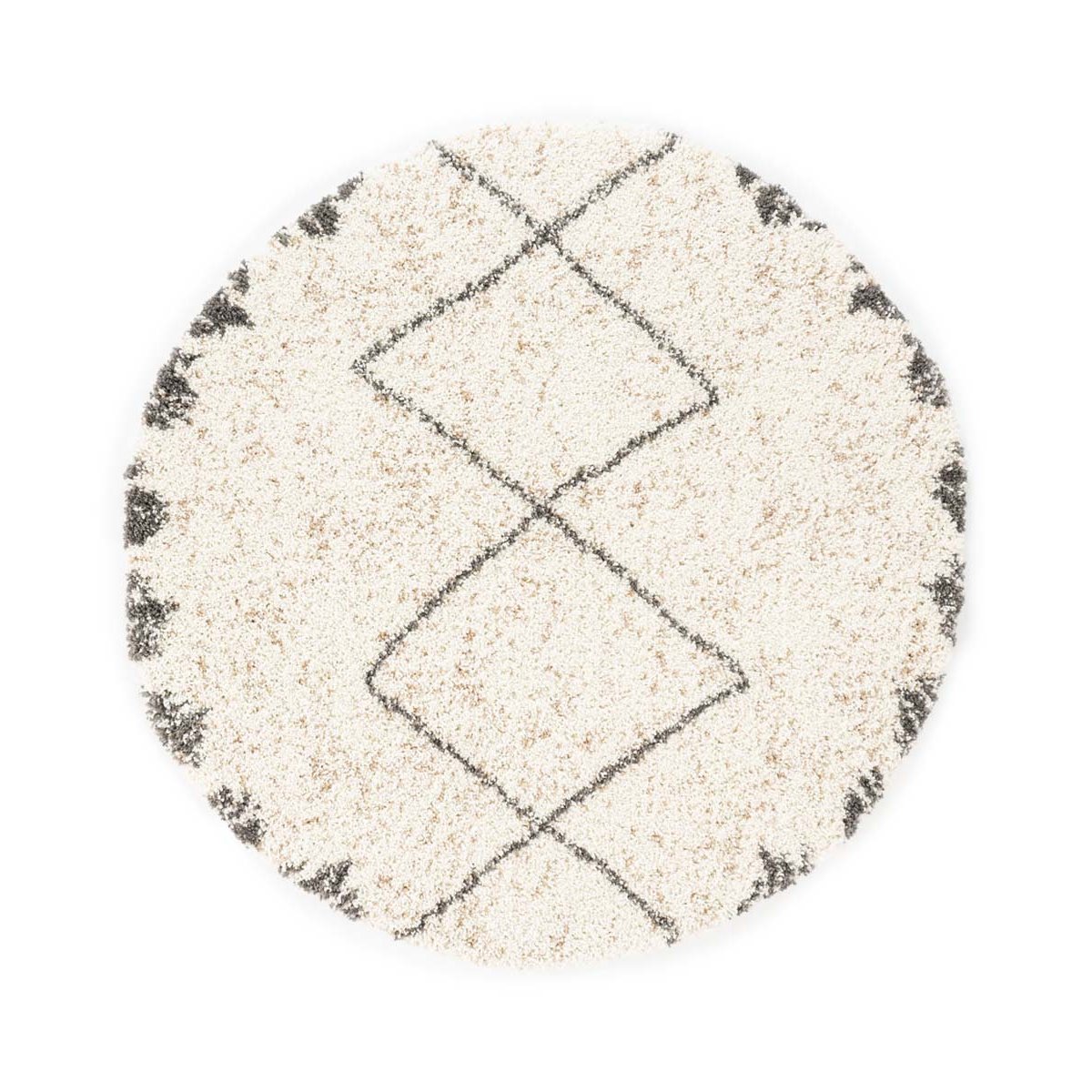 Boho&me Rond hoogpolig vloerkleed berber Artisan - wit|grijs - 280 cm