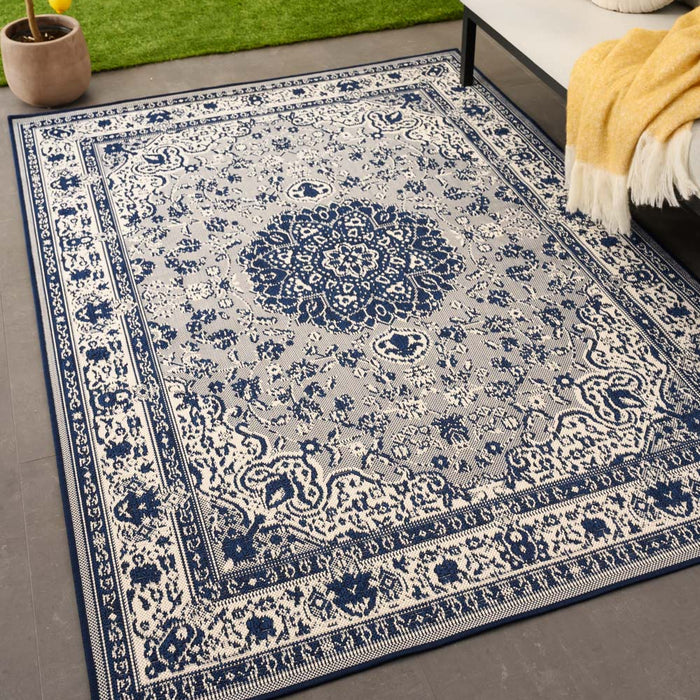 Tapeso Vintage buitenkleed - Flip Agnes donkerblauw - 160x220 cm