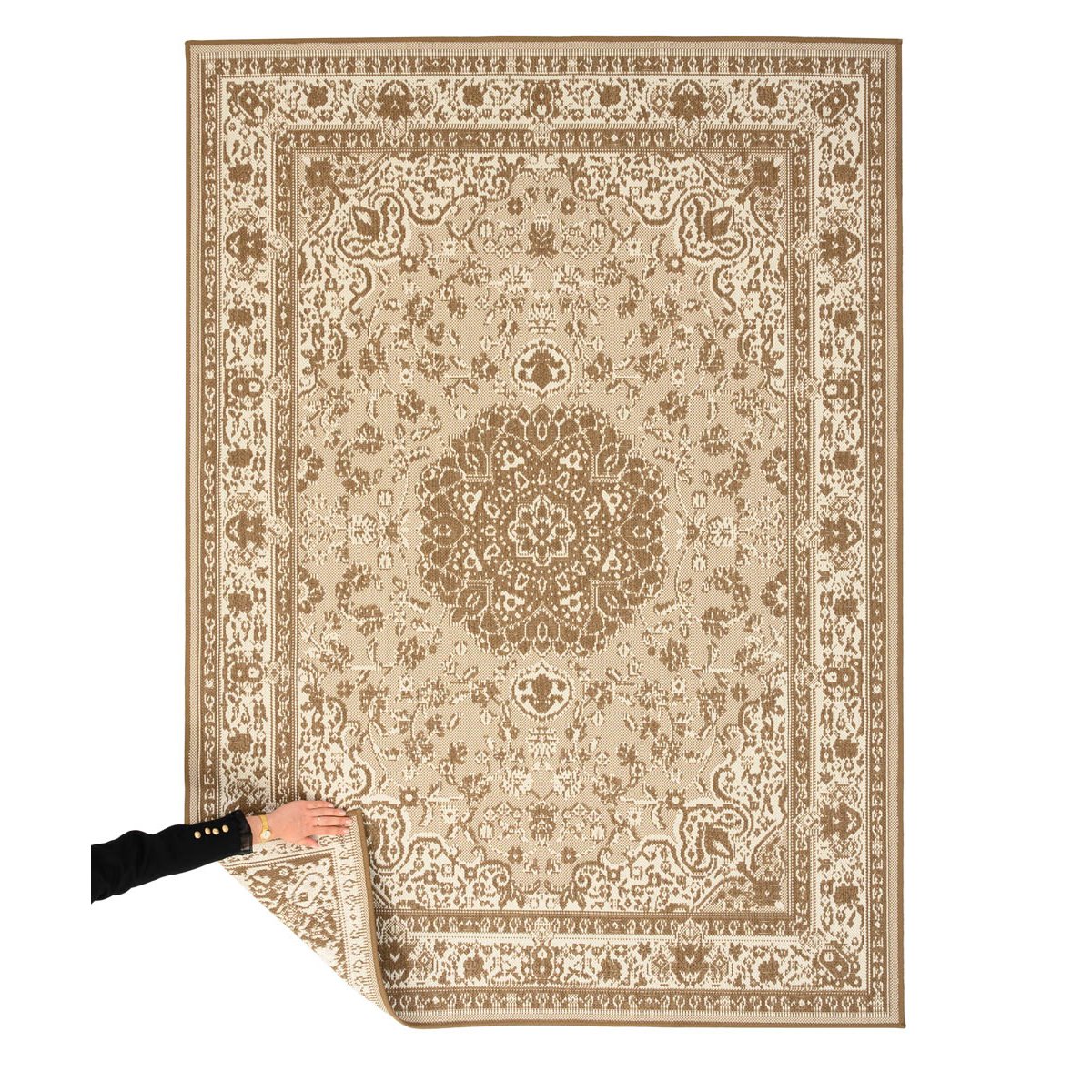 Tapeso Vintage buitenkleed - Flip Agnes lichtbruin - 160x220 cm