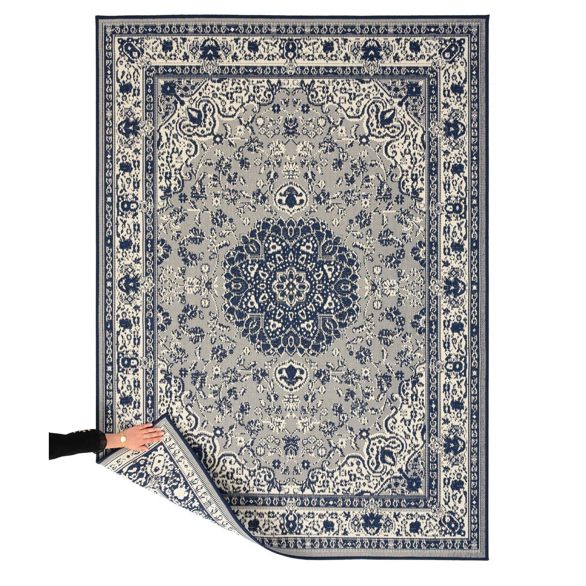 Tapeso Vintage buitenkleed - Flip Agnes donkerblauw - 200x280 cm