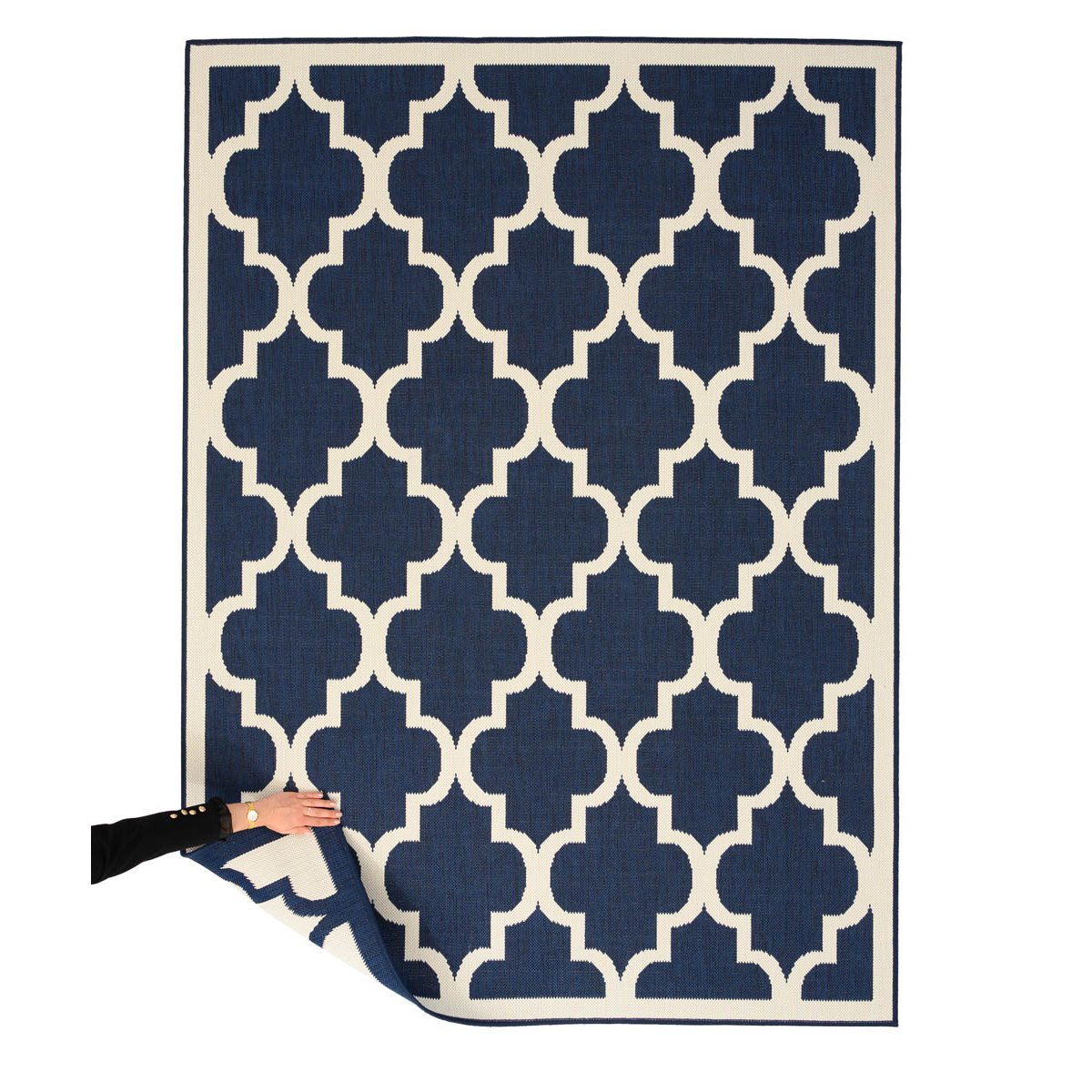 Tapeso Retro buitenkleed - Flip Lucky donkerblauw - 200x280 cm