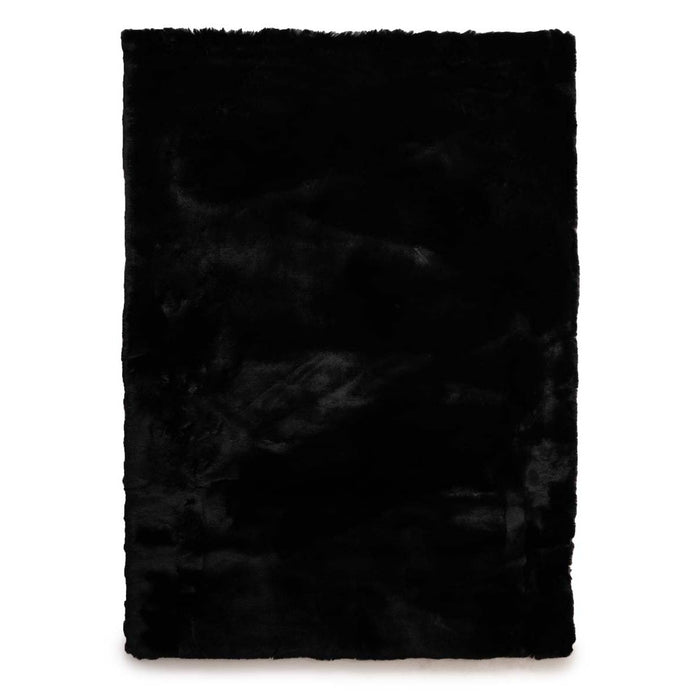 Tapeso Fluffy vloerkleed - Comfy Deluxe zwart - 70x140 cm