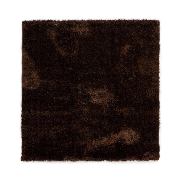 Tapeso Vierkant hoogpolig vloerkleed velvet - Posh donkerbruin -