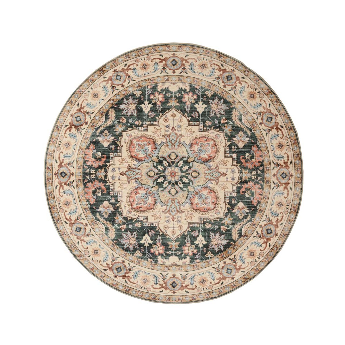 Heritaged Rond Vintage buitenkleed - Valenca Fino groen|rood - 115 cm