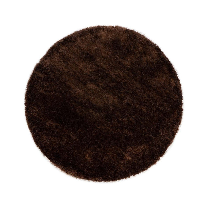 Tapeso Rond hoogpolig vloerkleed velvet - Posh donkerbruin - 160 cm