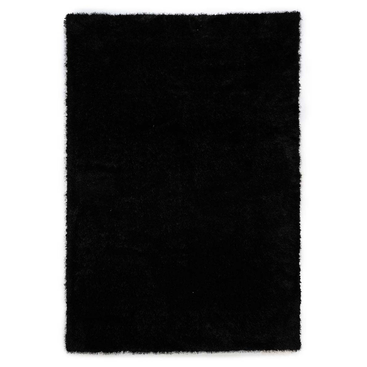 Tapeso Hoogpolig vloerkleed velvet - Posh zwart - 240x340 cm