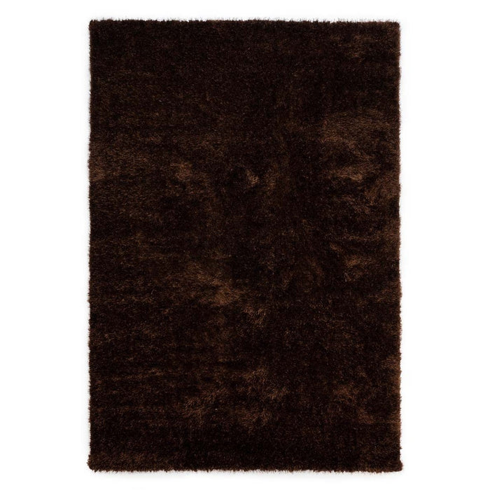 Tapeso Hoogpolig vloerkleed velvet - Posh donkerbruin - 140x200 cm