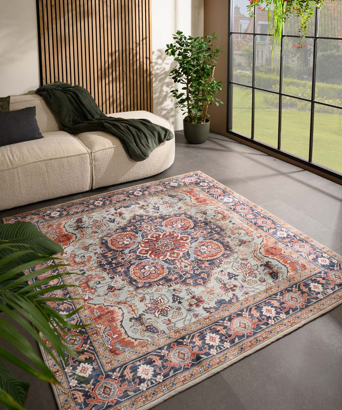 Heritaged Buitenkleed vierkant Vintage - Valenca Fino groen|blauw -