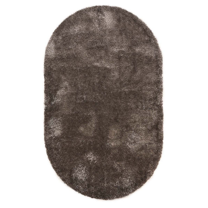 Tapeso Ovaal hoogpolig vloerkleed velvet - Posh grijs - 200x300 cm