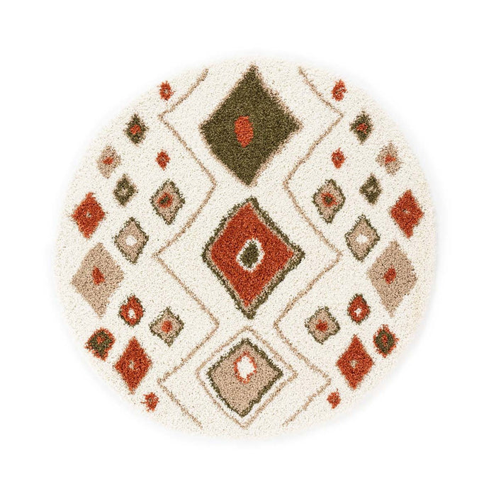 Boho&me Rond hoogpolig vloerkleed bohemian Artisan - wit|multi - 280