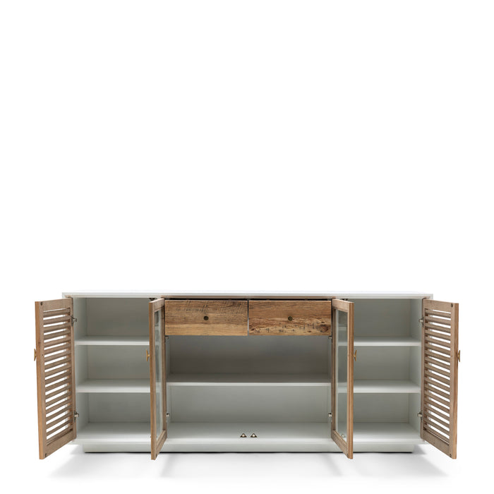Rivièra Maison - Lake Sideboard in gerecycled eikenhout en glas, 194x44x85 cm