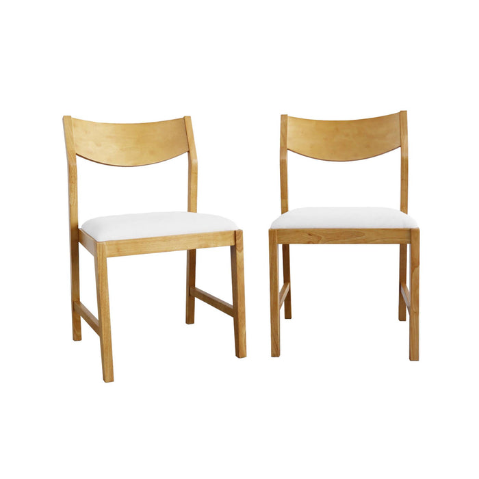 sweeek - Stoel van heveahout en beige stof (set van 2)