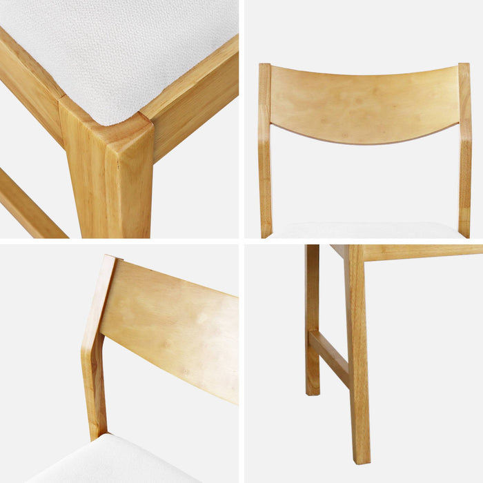 sweeek - Stoel van heveahout en beige stof (set van 2)