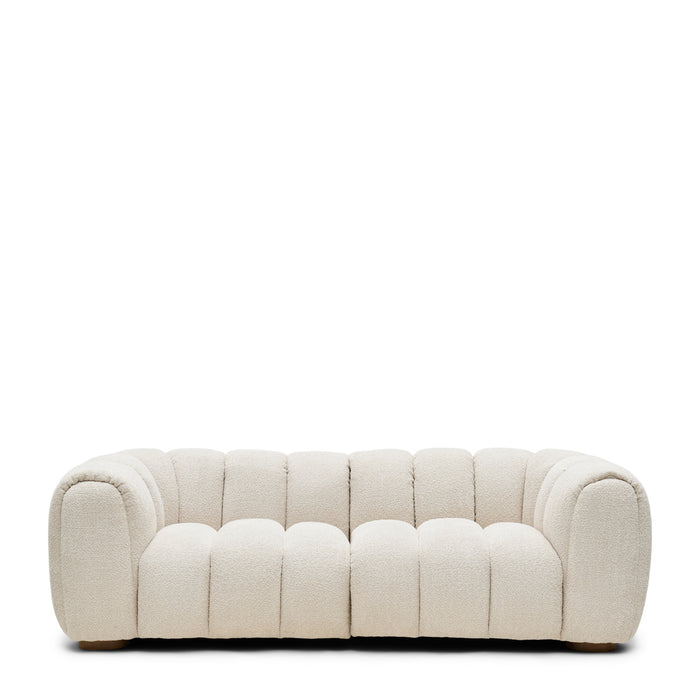 Rivièra Maison - Luxe 3,5-zitsbank Vicenza in Off White van Polyester en Pijnhout, 240x108x80 cm