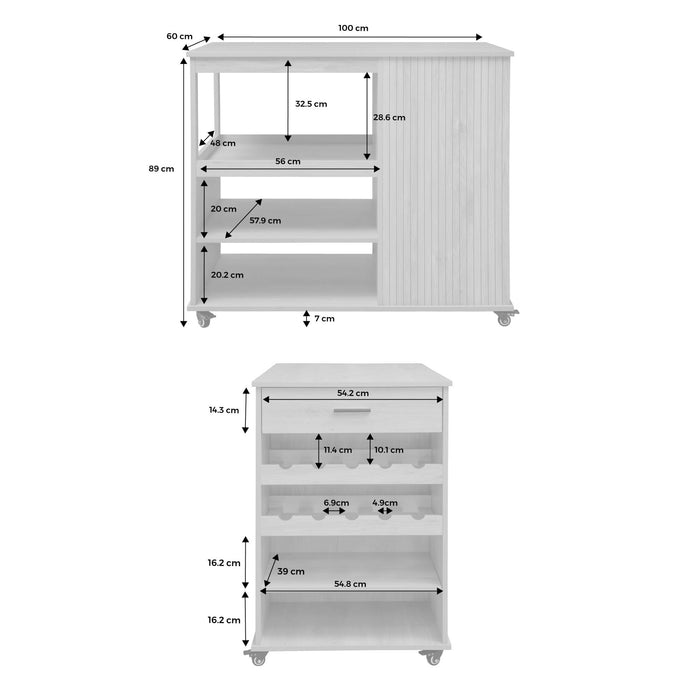 sweeek - Keukentrolley met flessenrekken