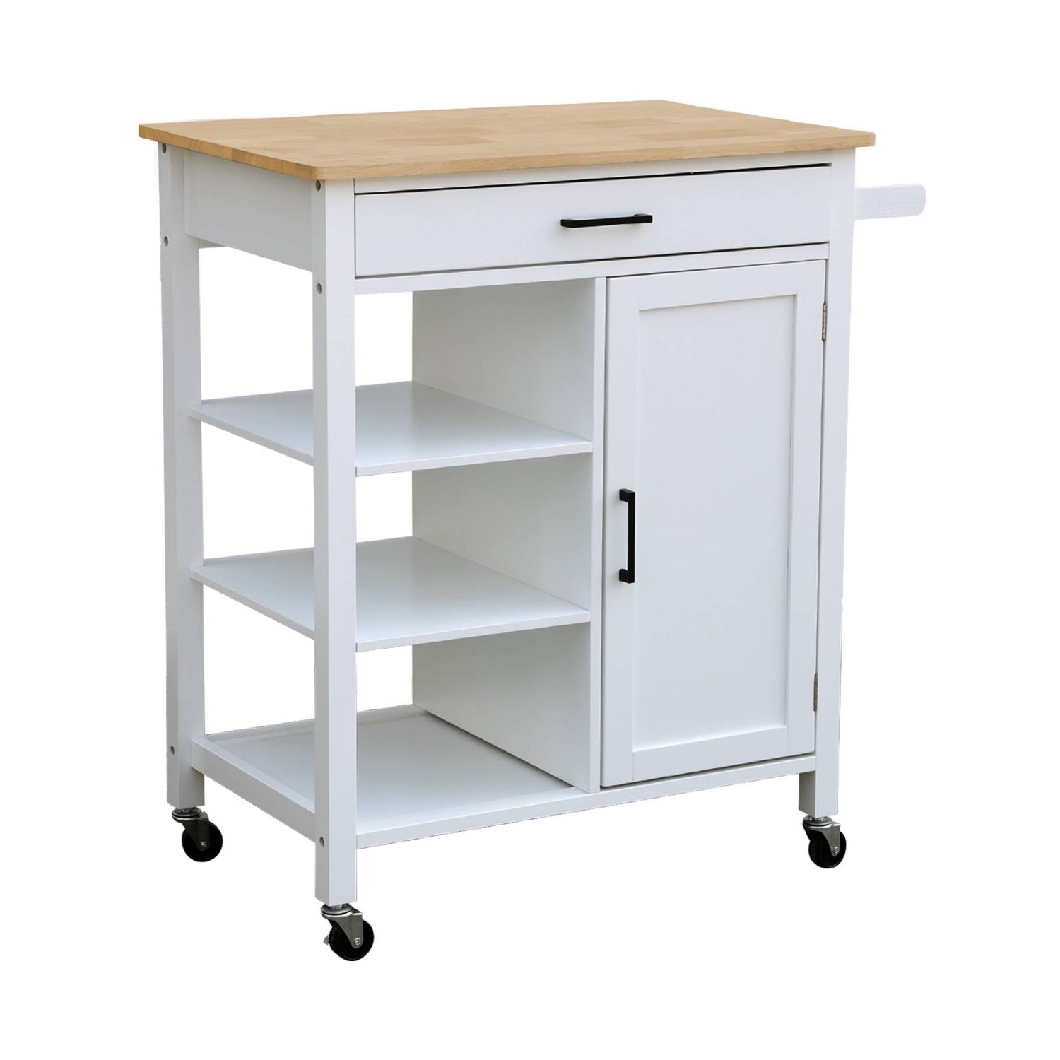 sweeek - keukentrolley van rubberhout met handvat
