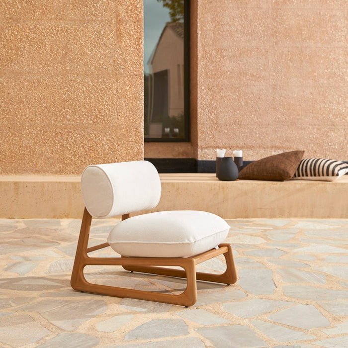 Tikamoon - Tuinfauteuil in massief teakhout en stof Julia