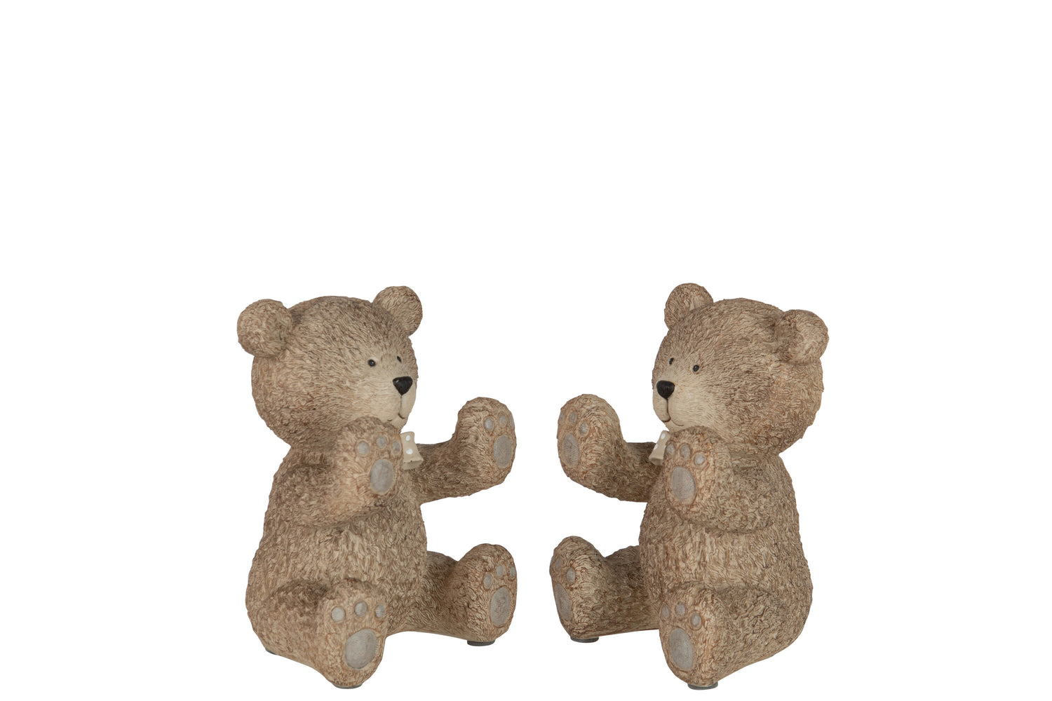 J-Line boekensteun Teddy - polyresin - lichtbruin - 2 stuks