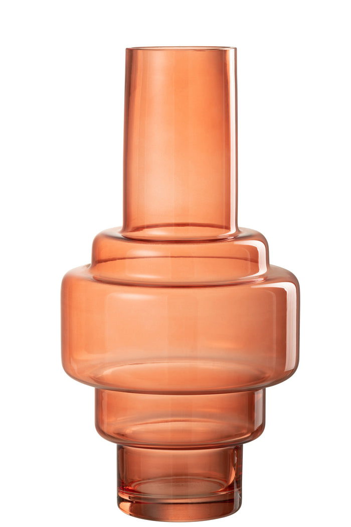 J-Line vaas Trappen - glas - rood - large - 35.5 cm hoog