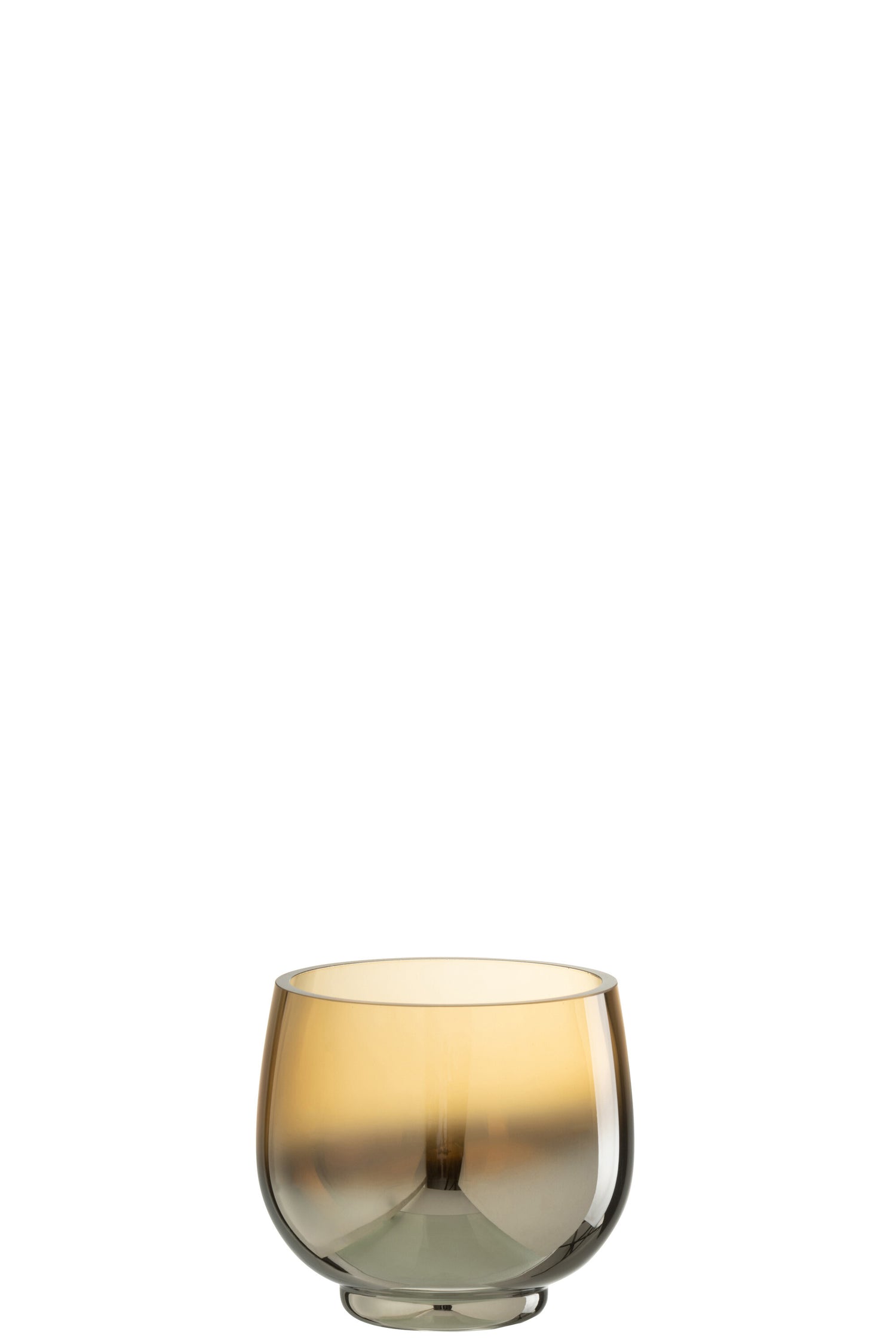 J-Line theelichthouder Rond - glas - geel|zilver - small