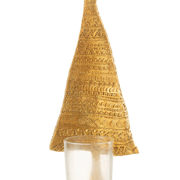 J-Line kaarshouder Kerstboom - kunststof - goud - large