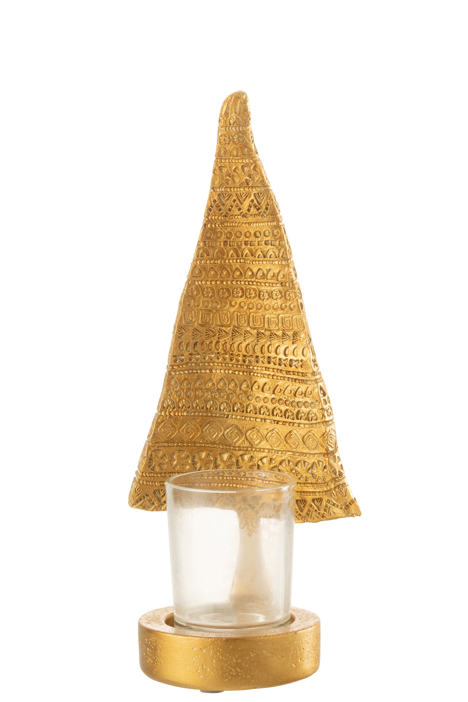 J-Line kaarshouder Kerstboom - kunststof - goud - large