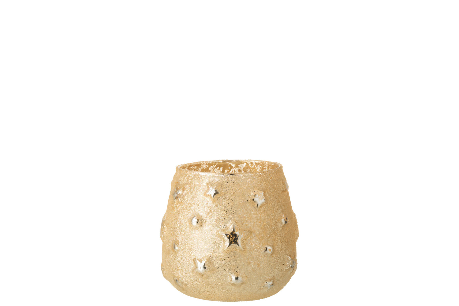 J-Line Kaarshouder met sterren - glas - goud - S