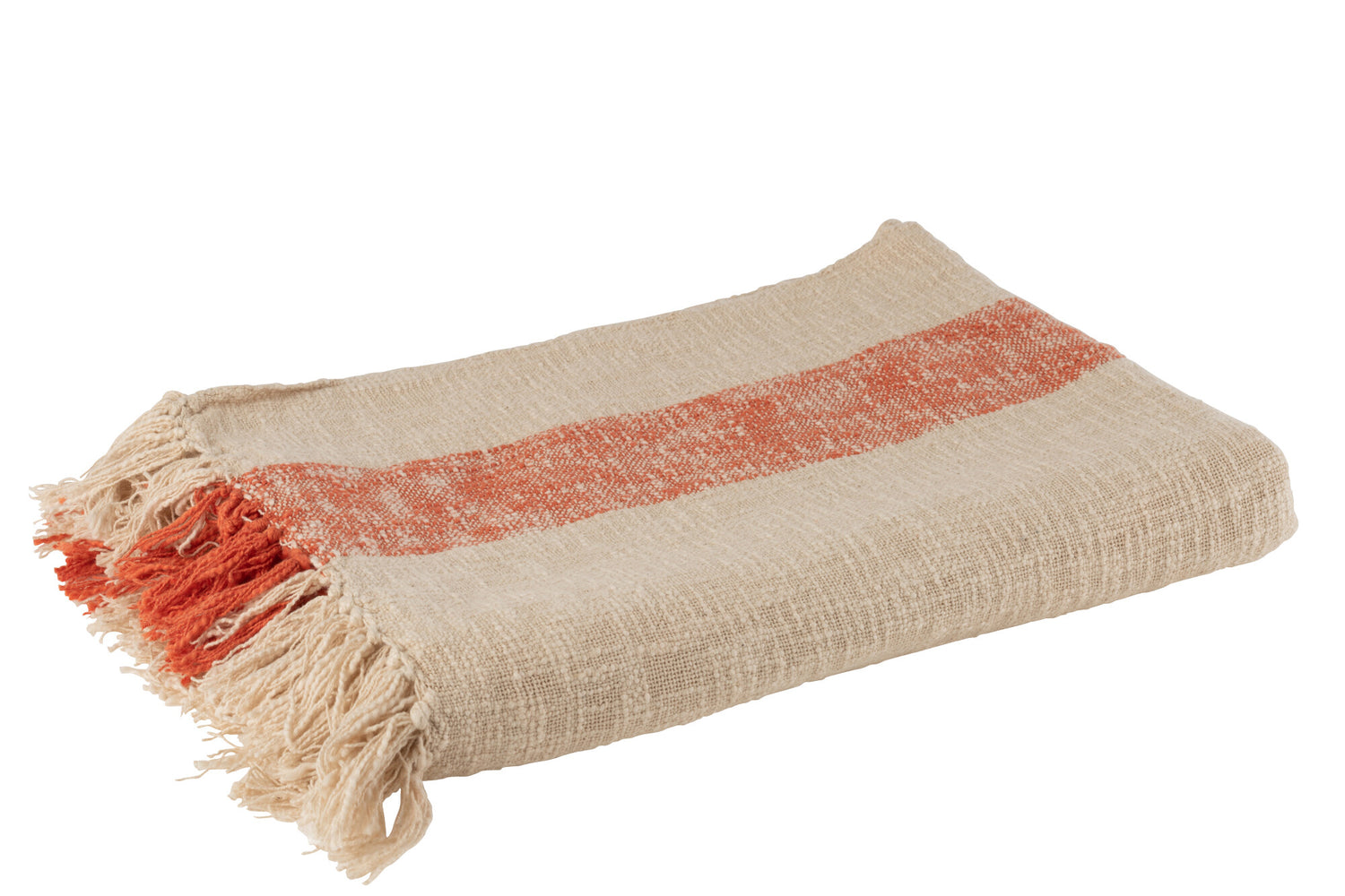 J-Line Plaid Emma - katoen - oranje - 210 x 140 cm