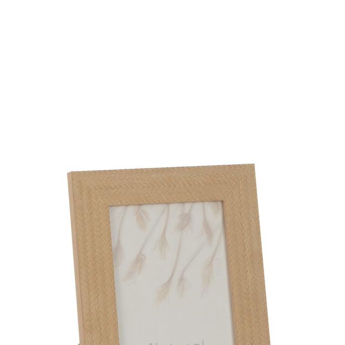 J-Line fotolijst Gewoven - hout - donkerbeige - 2 stuks