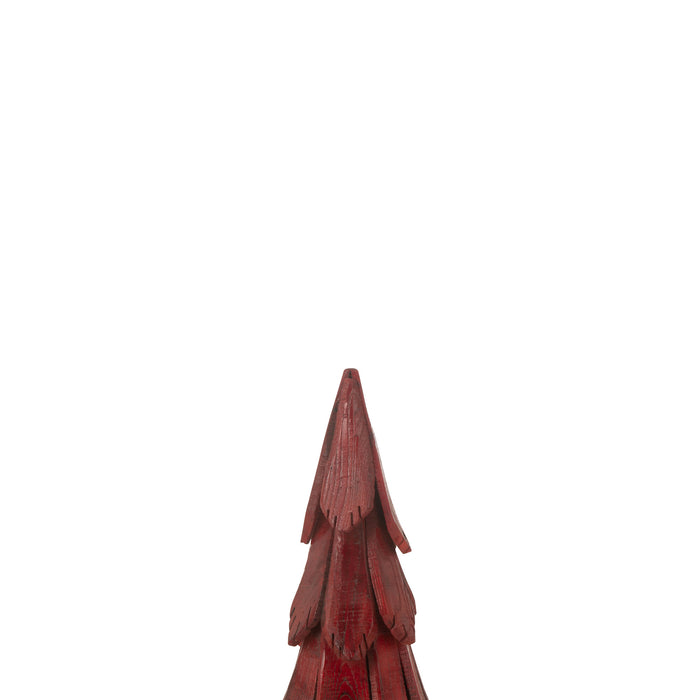 J-Line decoratie Kerstboom Stukken - hout - rood - small